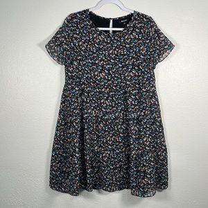 Madewell Floral Print Dress - Black and Blue